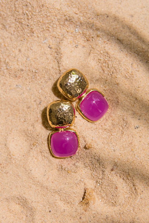 Bold Gemstone Earring, Fuchsia
