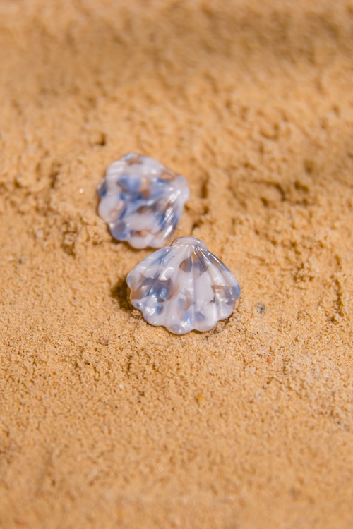 Acrylic Shell Earring, Blue/Brown