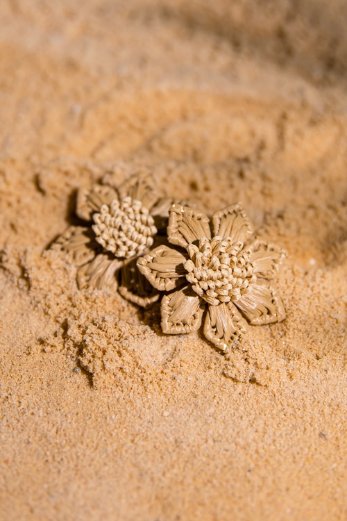 Raffia Flower Earring, Brown