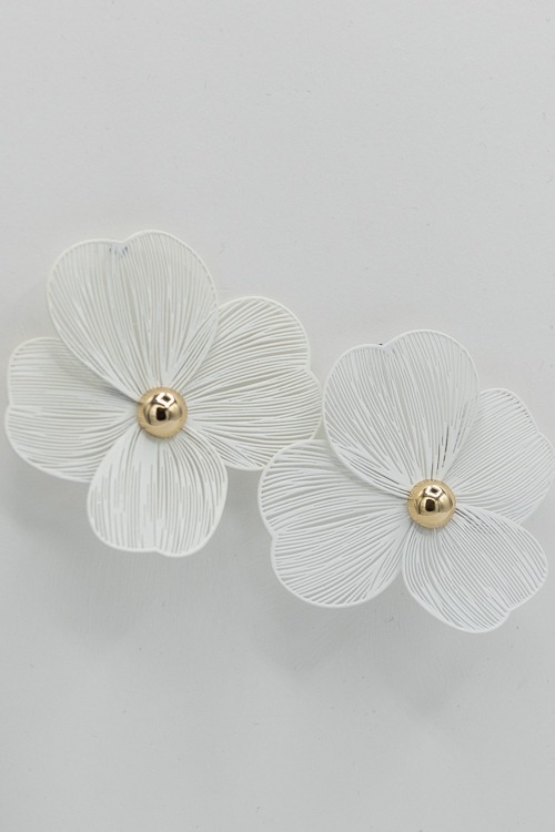 White Filigree Flower Earring
