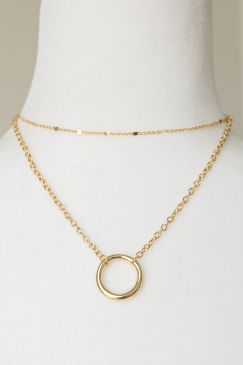 2 Row Circle Pendant Necklace