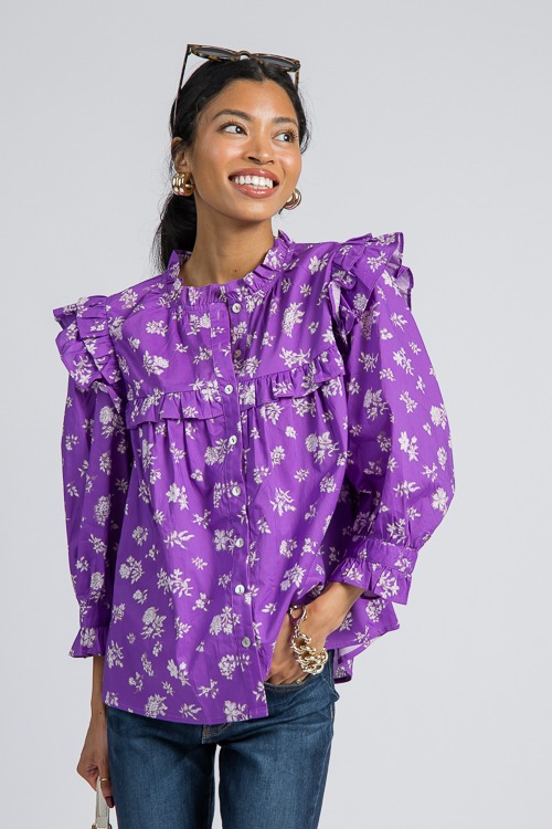 Estelle Floral Shirt, Purple