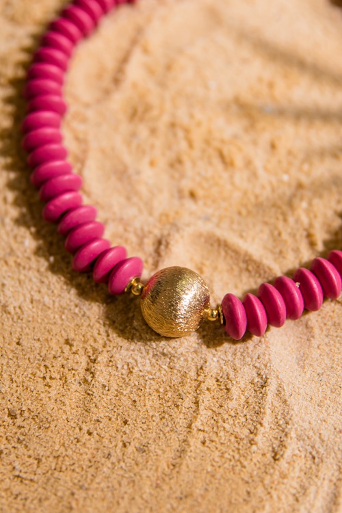 Wooden Bead & Gold Accent, Fuchsia - 4K7A8447.jpg