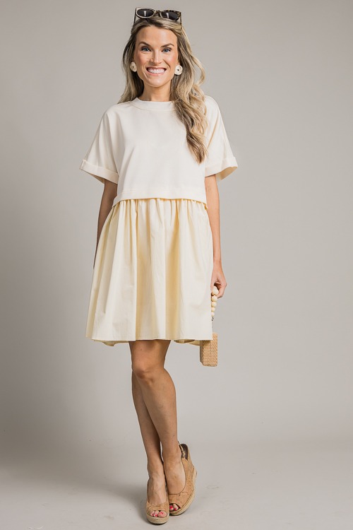 Quincy Contrast Dress, Ivory