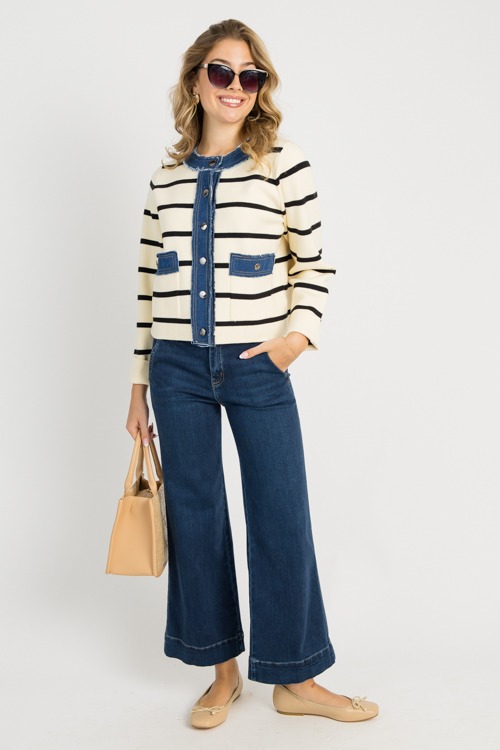 Striped Denim Trim Jacket, Ecru - 4K7A8647.jpg