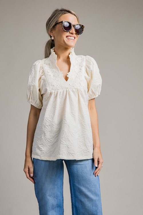Jacquard Floral Top, Cream - 4K7A8676p crop mid thigh.jpg