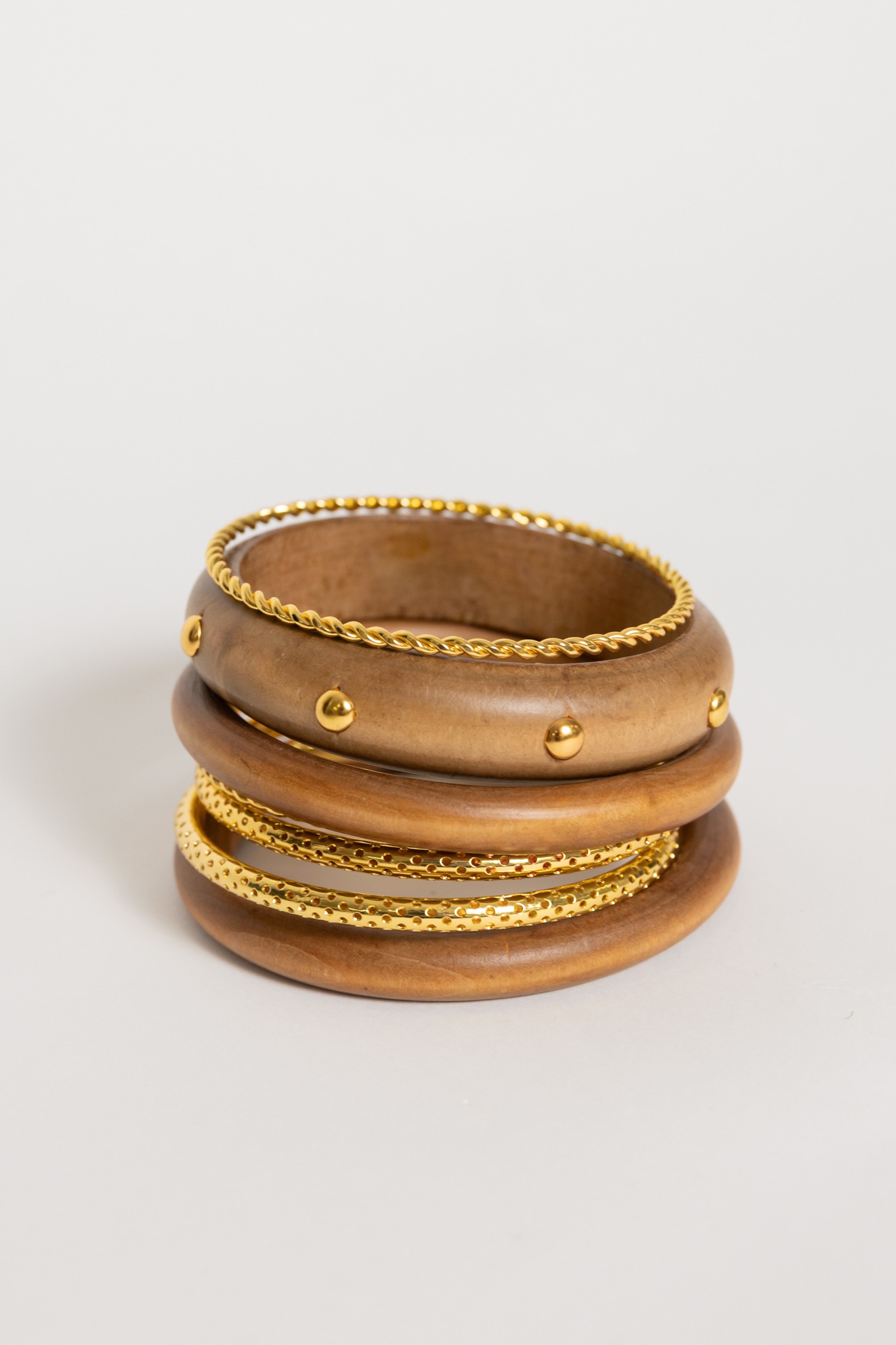 7 Row Wood Bracelet Set, Brown - 4K7A8704.jpg