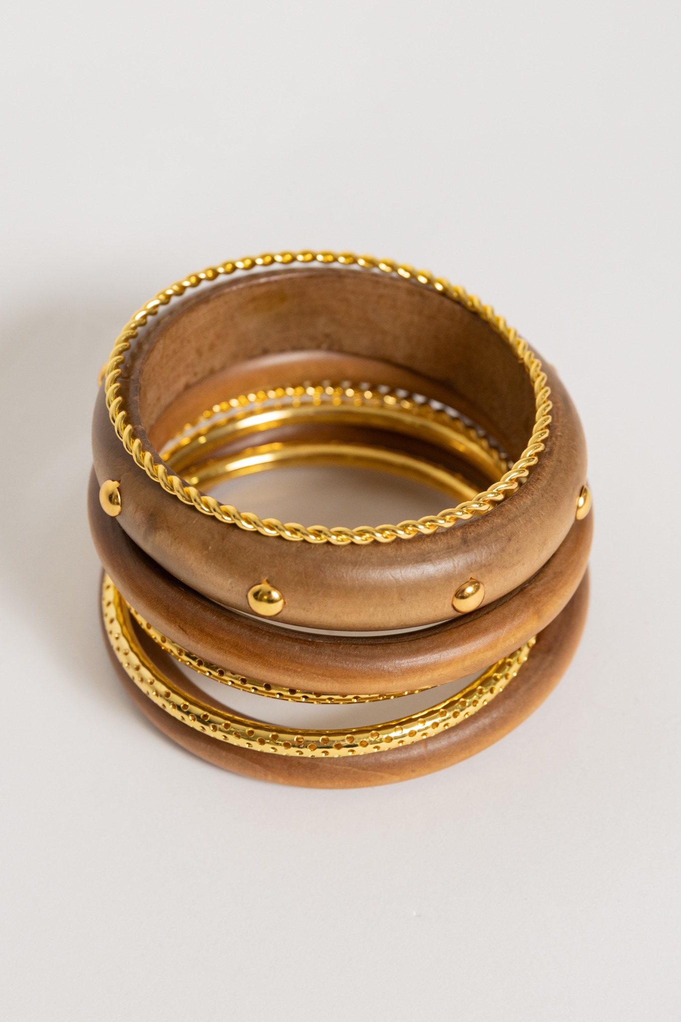 7 Row Wood Bracelet Set, Brown - 4K7A8707.jpg