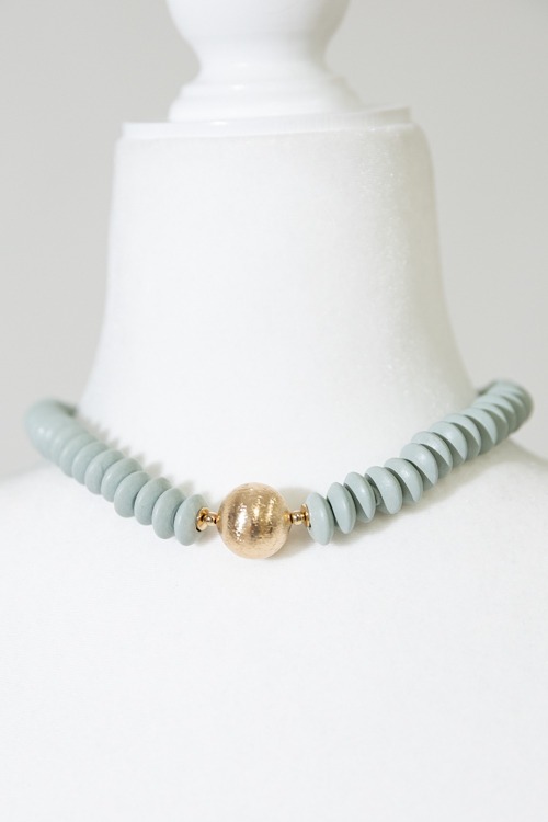 Wooden Bead & Gold Accent, Mint