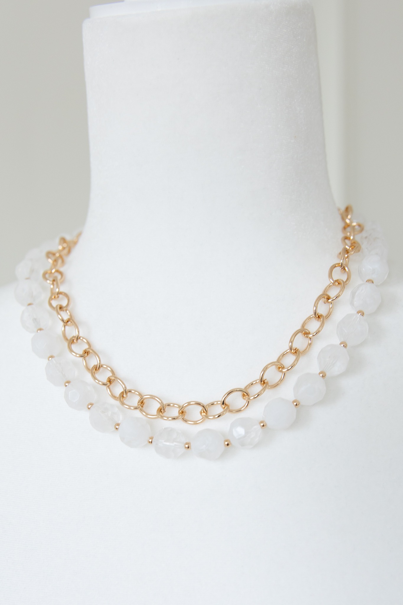 Audrey Layered Necklace, White