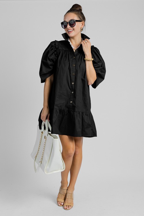 Karlie Button Up Dress, Black