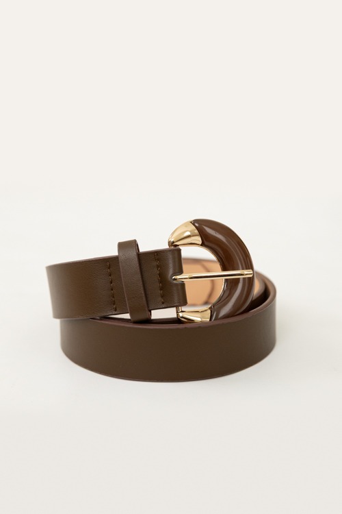 Crescent Buckle Belt, Brown