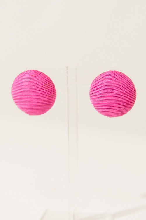 Thread Ball Earring, Fuchsia