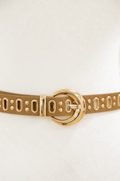 Studded Leather Belt, Camel