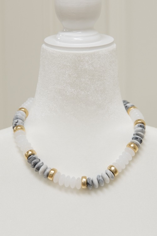 Stone & Textured Necklace, Howlite