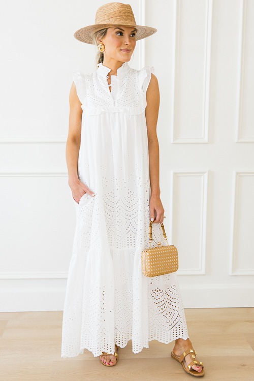 Ruffled Eyelet Maxi, Off White