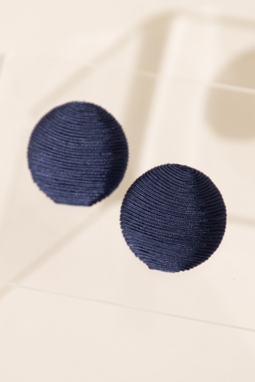 Thread Ball Earring, Navy