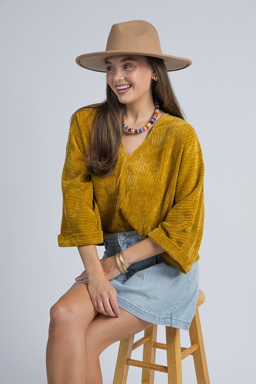 Textured Stretch Top, Mustard