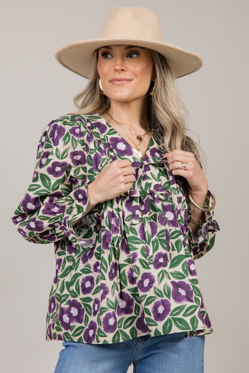 Tilly Floral Top, Purple