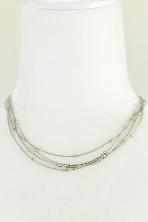 Layered Ball Necklace, Silver - 4K7A9485.jpg