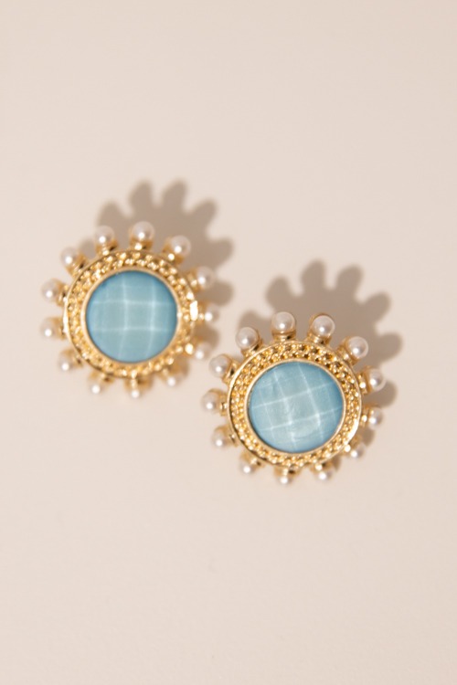 Golden Drop Earring, Aqua