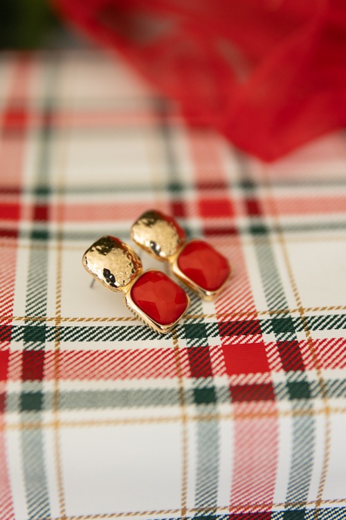 Gemma Stone Earring, Red