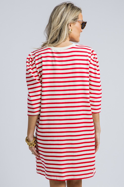 Puff Sleeve Stripe Dress, Red - 4K7A9518.jpg