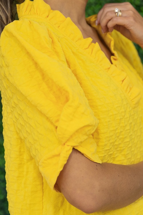 Quilted Texture Ruffle Top, Mustard - 4K7A9565.jpg