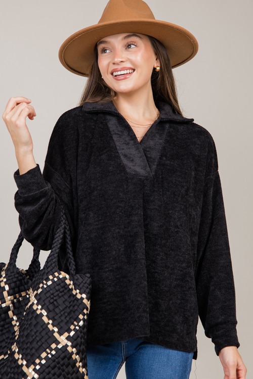 Sadie Chenille Pullover, Black