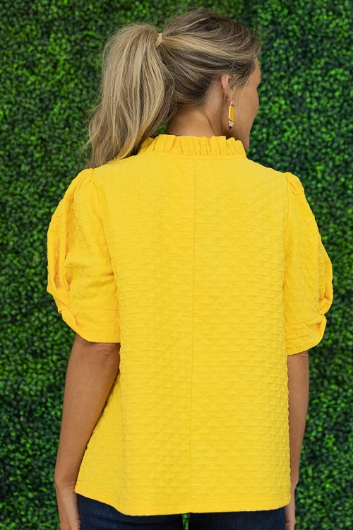 Quilted Texture Ruffle Top, Mustard - 4K7A9569.jpg