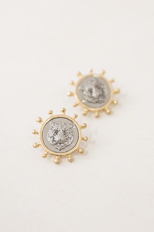Tiger Coin Earring, Two-Tone