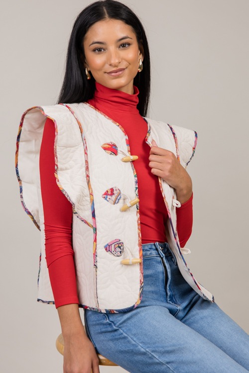 Print Binding Quilted Vest, Beige - 4K7A9635.jpg