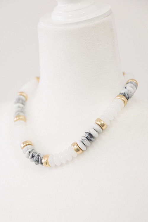 Stone & Textured Necklace, Howlite