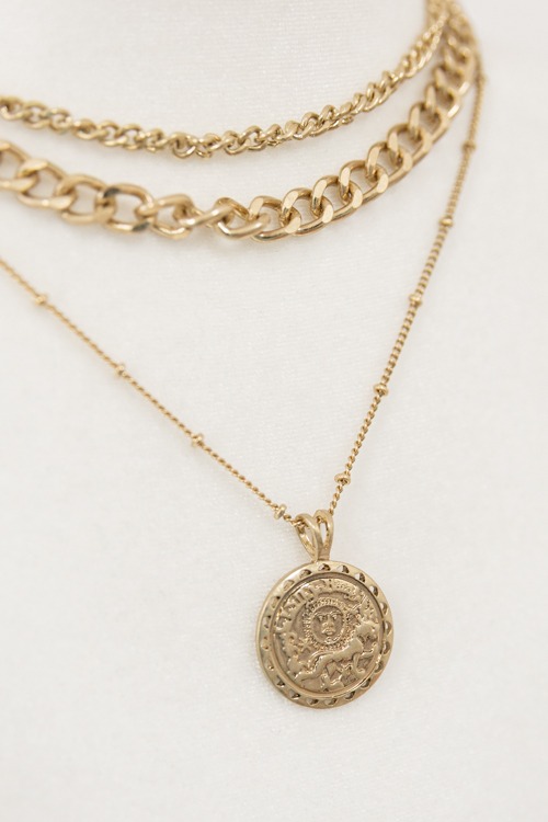 Coin & 3 Row Chain Necklace - 4K7A9695.jpg