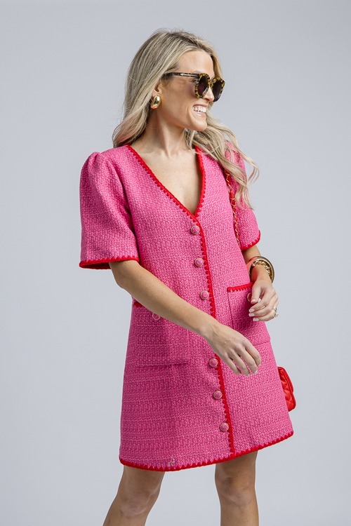 Stitch Trim Tweed Dress, Fuchsia - 4K7A9712.jpg