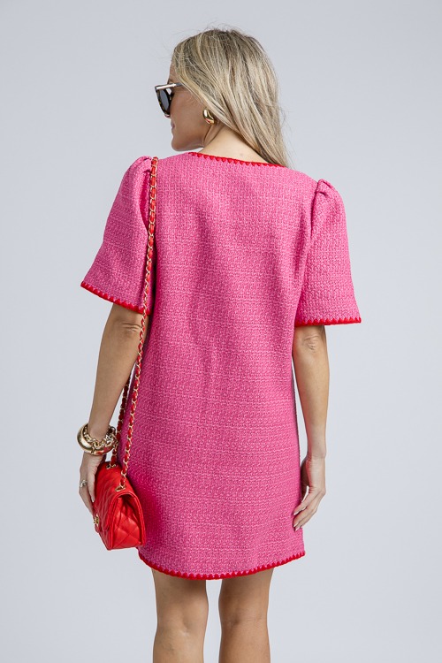 Stitch Trim Tweed Dress, Fuchsia - 4K7A9719.jpg