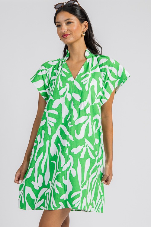 Green Print Dress - SALE - The Blue Door Boutique