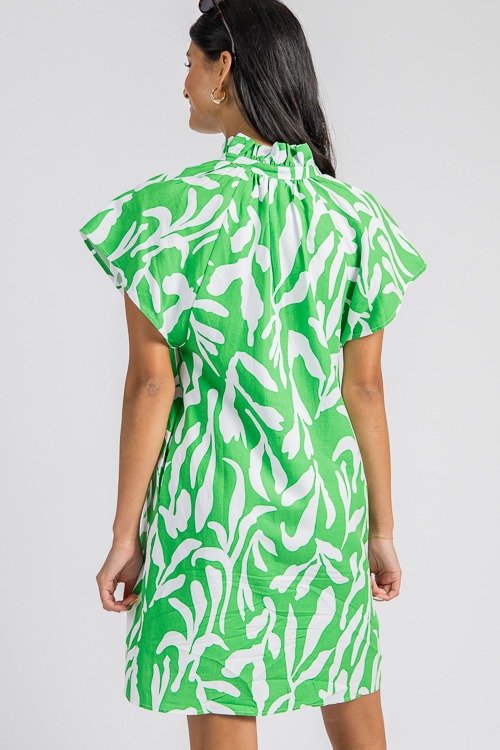 Green Print Dress - SALE - The Blue Door Boutique