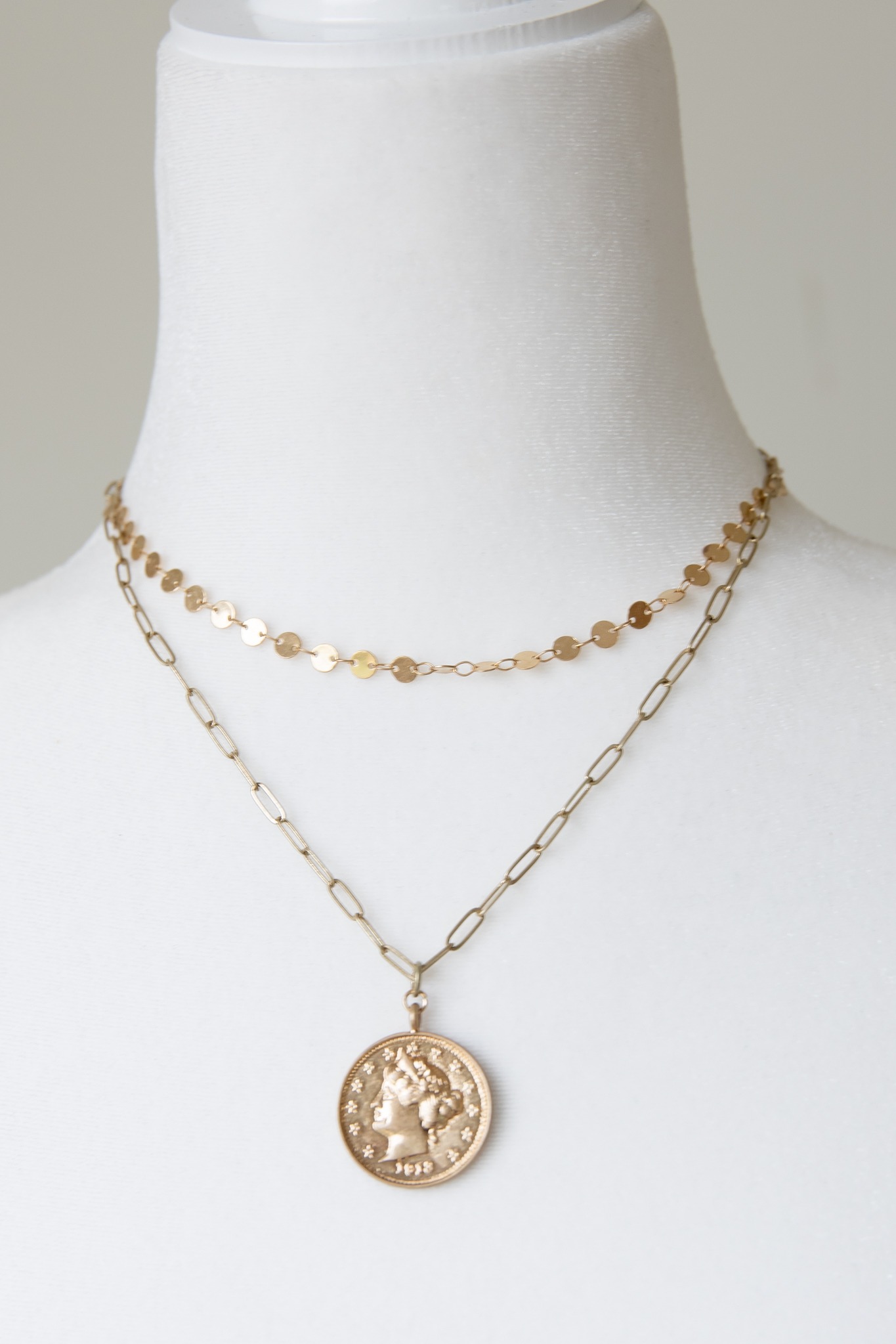 Coin Disk Chain Necklace