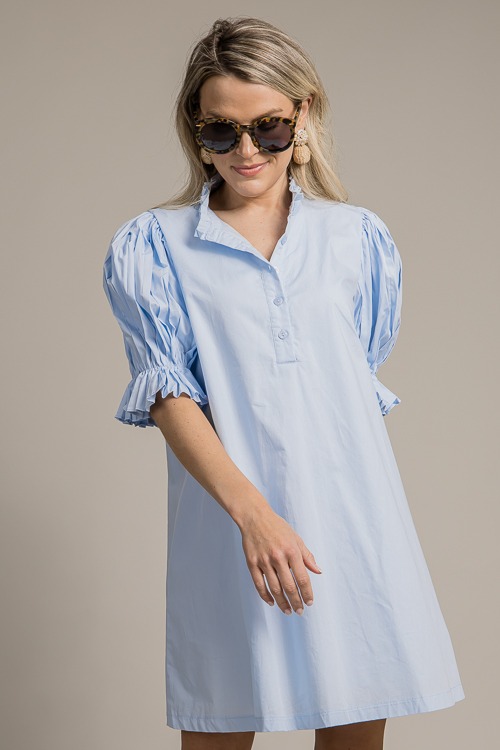 Pleat Sleeve Poplin Dress, Powder Blue - 4K7A9781.jpg