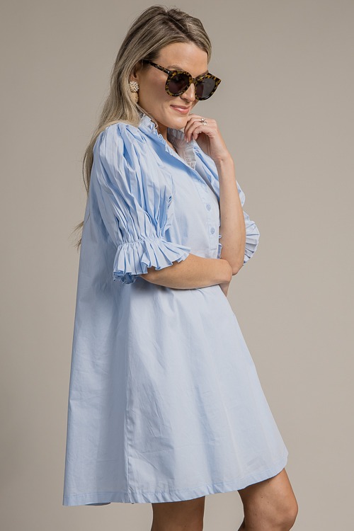 Pleat Sleeve Poplin Dress, Powder Blue - 4K7A9783h.jpg