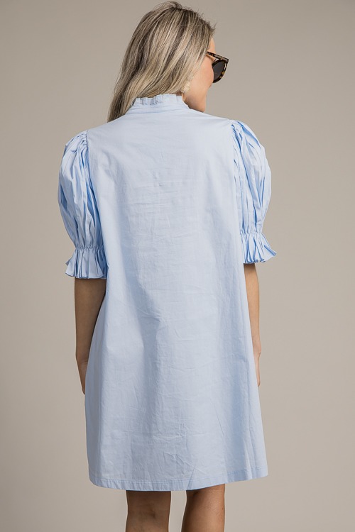 Pleat Sleeve Poplin Dress, Powder Blue - 4K7A9784.jpg