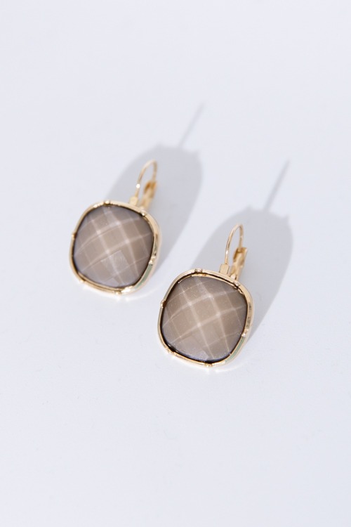 Stone Dangle Earring, Grey