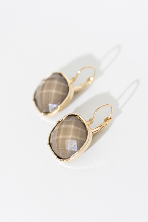 Stone Dangle Earring, Grey