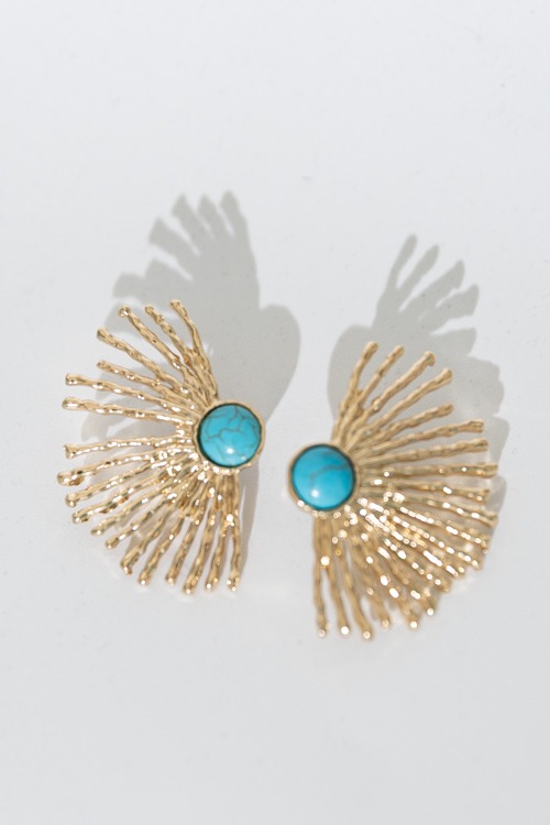 Half Sunburst Earring, Turquoise