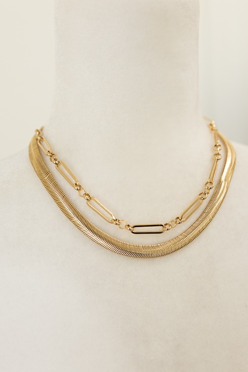 2 Row Snake Chain Necklace - Jewelry - Accessories - The Blue Door Boutique