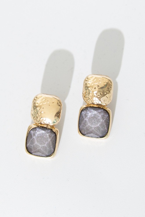 Gemma Stone Earring, Grey