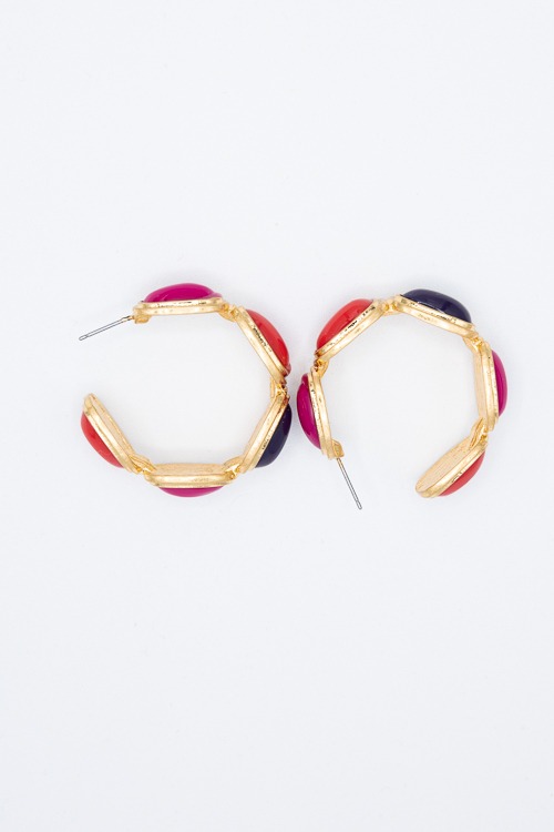 Oval Stone Hoops, Fuchsia - 4K7A9844.jpg