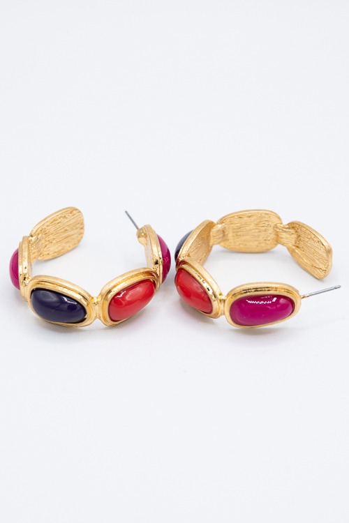 Oval Stone Hoops, Fuchsia - 4K7A9845.jpg