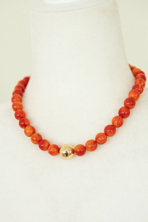 Accent Beaded Necklace, Orange - 4K7A9921.jpg